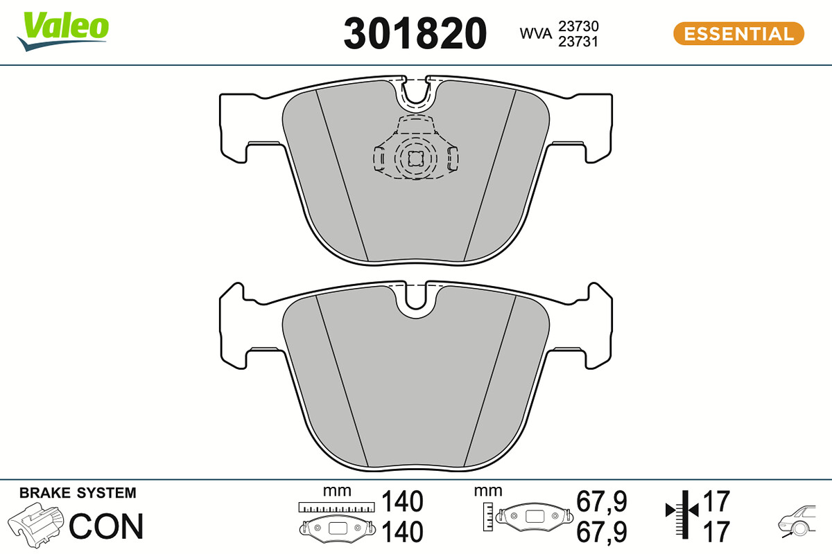 Jeu de 4 plaquettes de frein VALEO ref. 301820